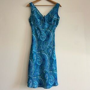 Vintage blue paisley dress, Mint Julep, size 8